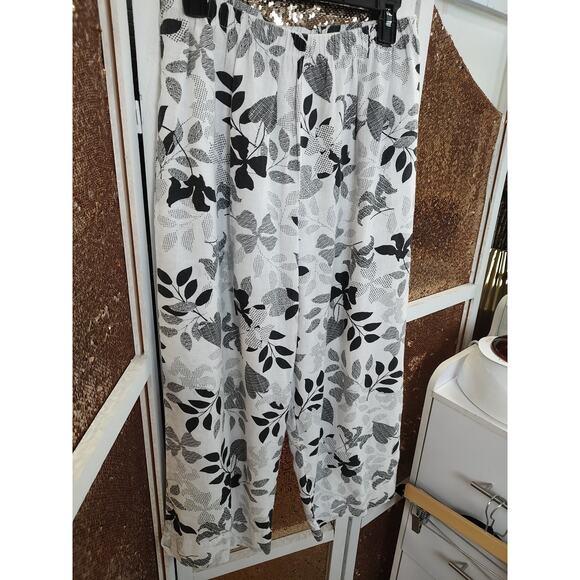 Hot Cotton Linen Cotton Blend Pants Black White Large - Picture 3 of 13